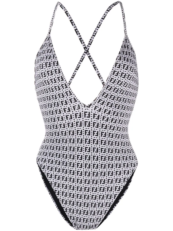 fendi swimsuit black and white