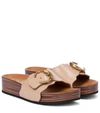 Chloé Leather Lauren Footbed Sandals In Soft Tan