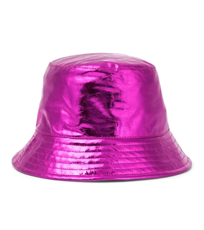 Isabel Marant Haley Metallic Leather Bucket Hat In Pink