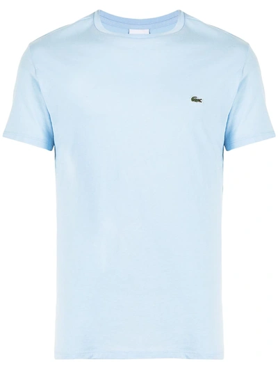 Lacoste Logo-embroidered Regular-fit Cotton-jersey T-shirt In Light Blue