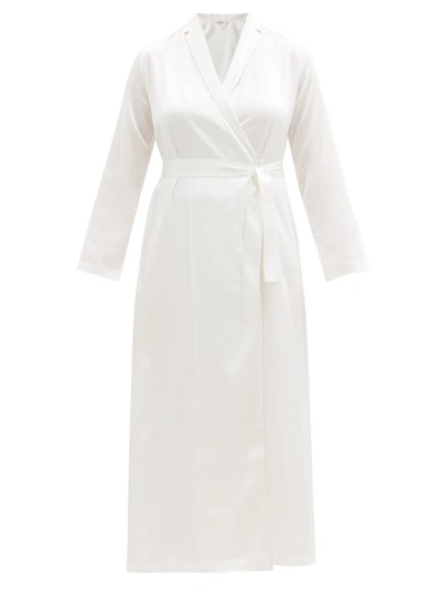 La Perla Outset Lace-cuff Robe In Alabaster Offwhit