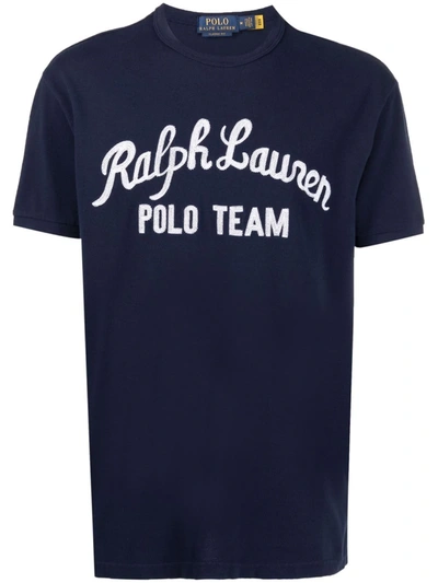 Polo Ralph Lauren Logo Lettering Embroidery T-shirt In Blue