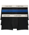 Calvin Klein Microfiber Stretch Wicking Low Rise Trunks, Pack Of 3 In Black/blue