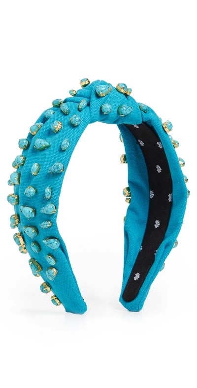 Lele Sadoughi Turquoise Blue Headband Lele Sadoughi Candy Jeweled Knotted Headband in Turquoise  main image 3