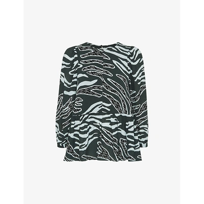 Whistles Womens Multi-coloured Zebra-print Woven Top 8