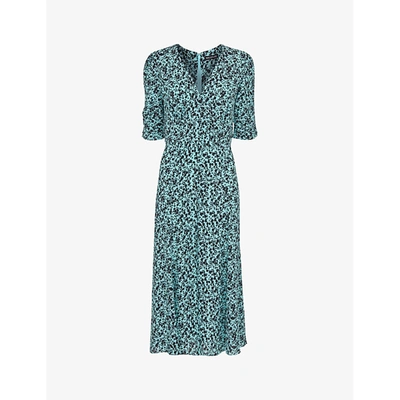 Whistles Womens Multi-coloured Midnight Meadow Floral-print Midi Dress 6 In Blue Multi