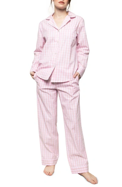 Petite Plume Gingham Cotton Pajama Set In Pink