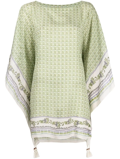 Tory Burch Floral-print Beach Caftan In Green