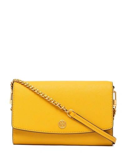 Tory Burch Robinson Chain Wallet In Yellow