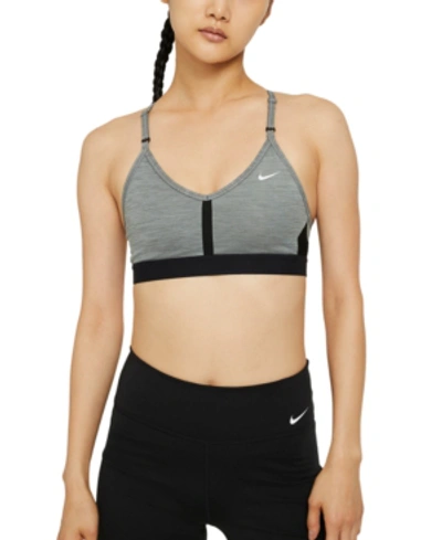 Nike Dri-fit Indy V-neck Light Support Padded Sports Bra In Gray