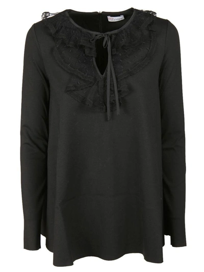 Red Valentino Front Keyhole Top In Black