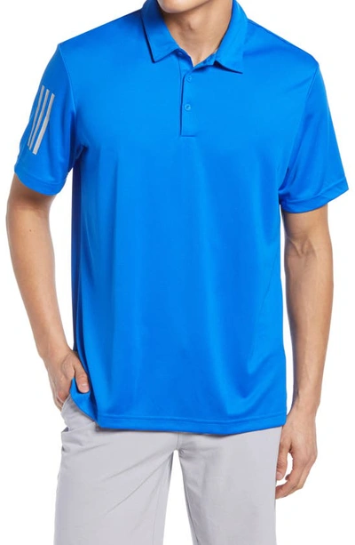 Adidas Golf 3-stripes Polo In Glory Blue/ Grey Two