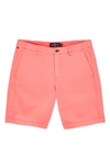 Psycho Bunny Diego Twill Flat Front Shorts In Neon Coral