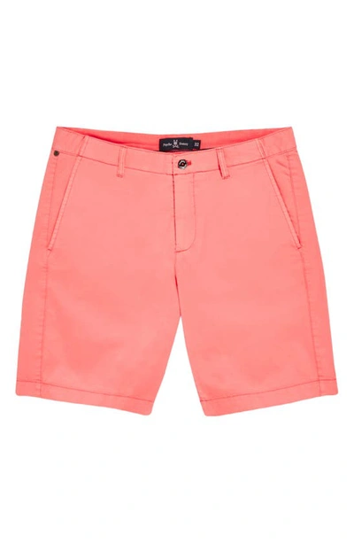 Psycho Bunny Diego Twill Flat Front Shorts In Neon Coral