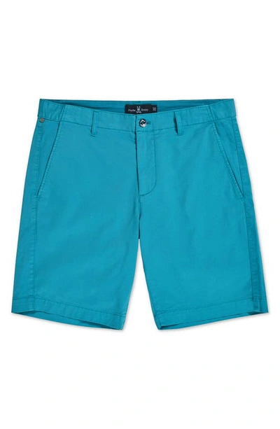 Psycho Bunny Diego Twill Flat Front Shorts In Blue