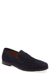 Johnston & Murphy Linford Apron Toe Loafer In Navy Suede