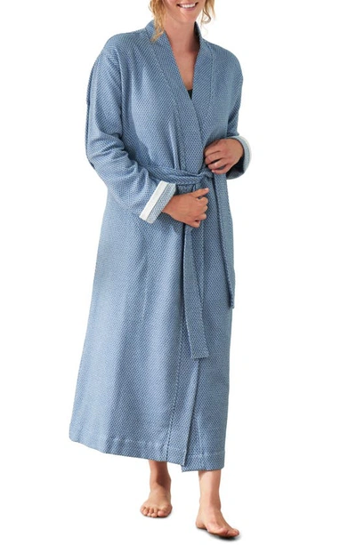 Coyuchi Unisex Mediterranean Organic Cotton Dressing Gown In Blue