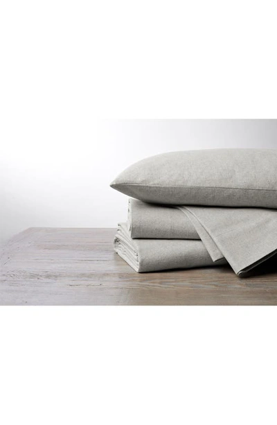 Coyuchi Cloud Brushed Organic Cotton Flannel Sheet Set In Pale Gray Heather