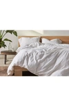 Coyuchi Crinkled Organic Cotton Percale Duvet Cover In Alpine White