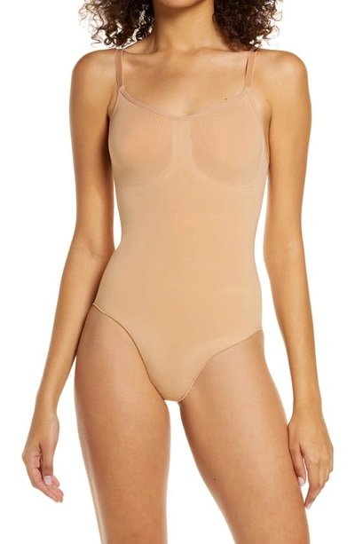 Skims Sculpting Snaps Bodysuit In Ochre