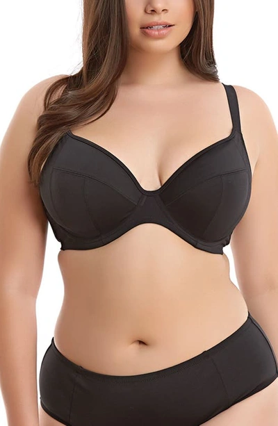 Elomi Essentials Underwire Plunge Bikini Top In Black