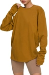 Good American Long Sleeve Crewneck T-shirt In Bronze Brown001