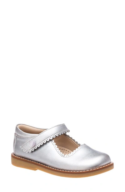Elephantito Girl's Scalloped Leather Mary Jane, Toddler/kids In Silver