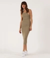 Pam & Gela Rib Tank Top Midi Dress In Stone