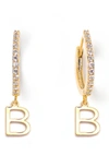 Tess + Tricia Initial Huggie Hoop Earrings In Gold B