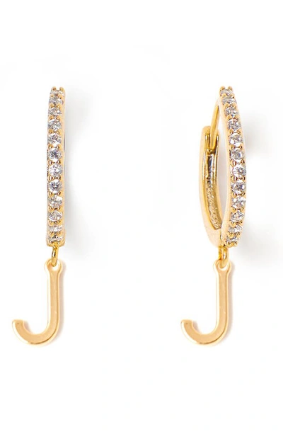 Tess + Tricia Initial Huggie Hoop Earrings In Gold J