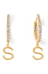 Tess + Tricia Initial Huggie Hoop Earrings In Gold S