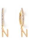 Tess + Tricia Initial Huggie Hoop Earrings In Gold N