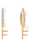 Tess + Tricia Initial Huggie Hoop Earrings In Gold F