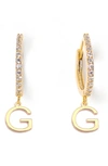 Tess + Tricia Initial Huggie Hoop Earrings In Gold G