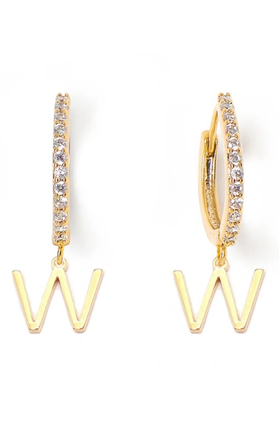 Tess + Tricia Initial Huggie Hoop Earrings In Gold W