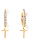 Tess + Tricia Initial Huggie Hoop Earrings In Gold T