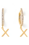 Tess + Tricia Initial Huggie Hoop Earrings In Gold X