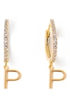 Tess + Tricia Initial Huggie Hoop Earrings In Gold P