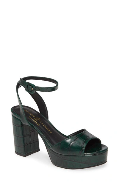 Chinese Laundry Theresa Platform Sandal In Green Faux Leather