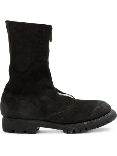 Guidi Front Zip Ankle Boots In Black