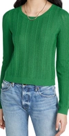 L Agence Aceline Wool-blend Cropped Pullover Sweater In Amazon Green