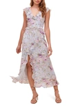 Astr Tempest Floral Midi Dress In Blue/ Lilac