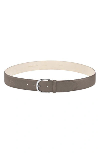 Longchamp Neo Textured Leather Belt In Taupe
