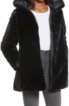 Save The Duck Waterproof Reversible Hooded Faux Fur Coat In 01 Black