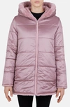 Save The Duck Waterproof Reversible Hooded Faux Fur Coat In Blush Pink/ 996