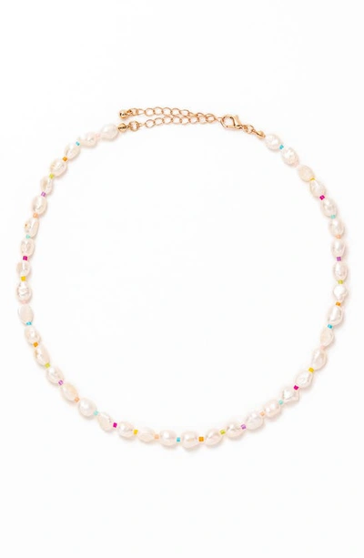 Petit Moments Rainbow Freshwater Pearl Necklace In Multi
