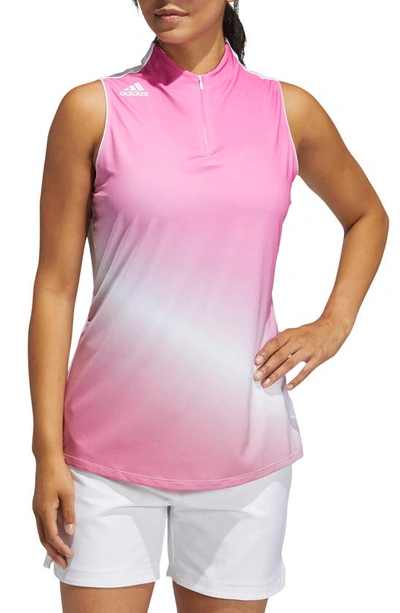 Adidas Golf Aeroready Primegreen Sleeveless Polo In Screaming Pink