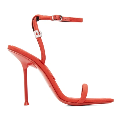 Alexander Wang Julie Crystal Logo Ankle Strap Sandal In Red