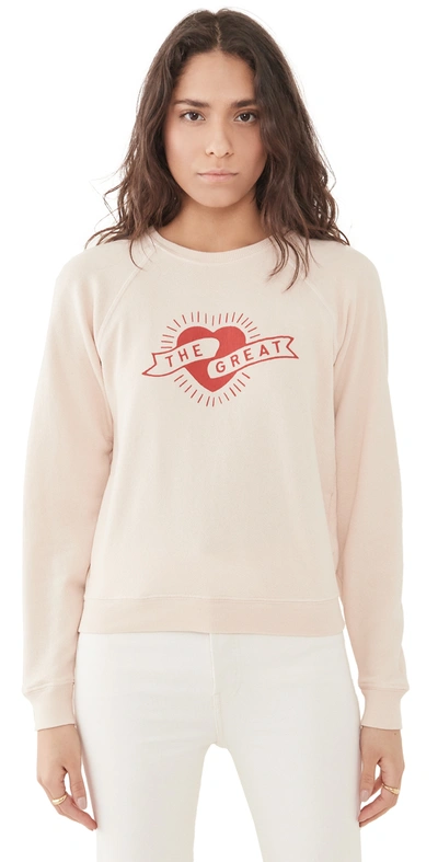 The Great The Shrunken Sweatshirt With Heart Graphic In Whisper Pink