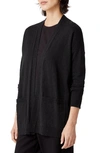 Eileen Fisher Organic Linen & Organic Cotton Cardigan In Black